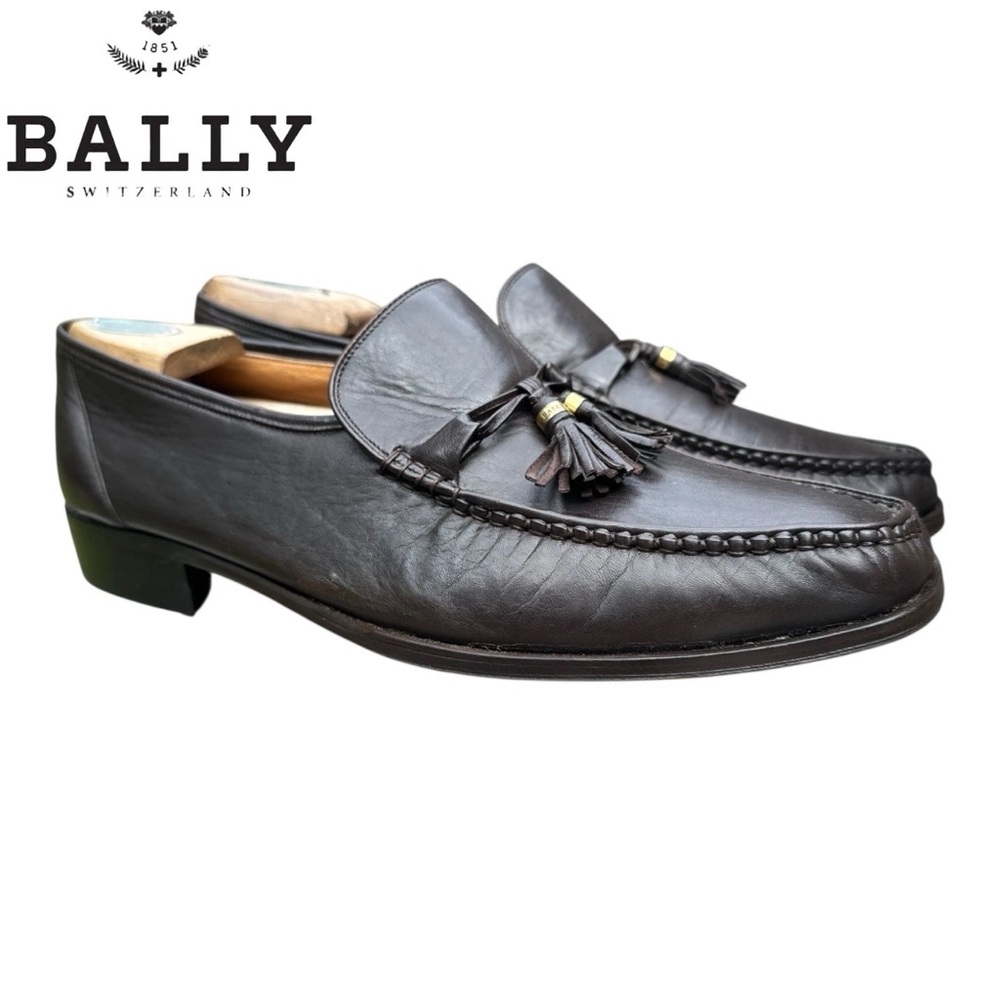 Bally Brown Leather Loafers Moccasin-Style Slip-Ons Size 12 D